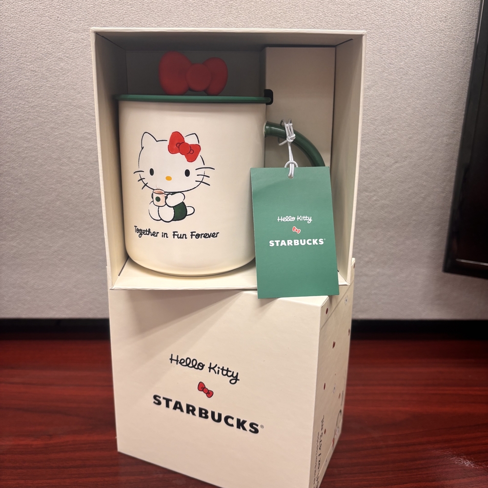 Starbucks Hello Kitty Mug with Red and Green Accents